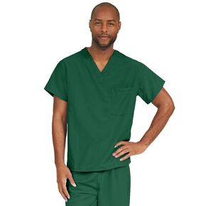 Medline PerforMAX Unisex Reversible V-Neck Scrub Top, 2 Pockets, Evergreen, Size Medium