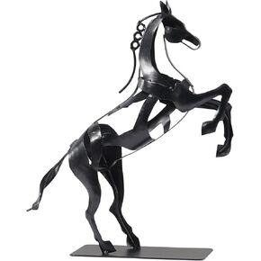 Standing Horse Statue Home Decor, Hand Painted Metal Horse Desktop Sculpture, Home & Office Animal Statue, Horse Memorial Gifts for Horse Lovers (Brown)