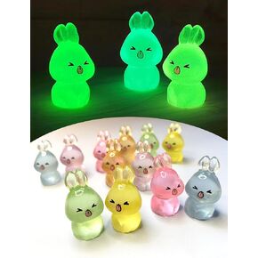 12 قطعة تماثيل صغيرة من الراتنج، تتوهج في الظلام مضيئة طويلة الأذن أرنب لطيف حيوانات صغيرة من الراتنج، حيوانات صغيرة للاختباء، أشكال صغيرة من الراتنج للحرف اليدوية، ديكو المكتب، ديكورات المنزل in Kuwait