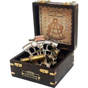 Brass Sextant for Navigation with Inbuild Compass Vintage Nautical Brass Sextant J. Scott Antique Sextant with Wooden Box Confirmation Baptism Best Easter Thanksgiving Marine Gift