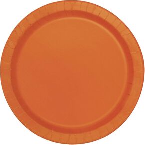 Pumpkin Orange Solid Round Paper Dessert Plates (17cm) 20 Count - Vibrant Paper Plates for Parties and Events, Perfect for Appetizers, Snacks, and Desserts
