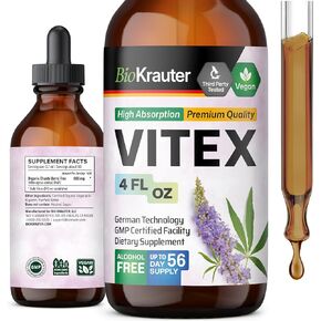 صبغة فيتكس - مكمل مستخلص تشاستيبيري للنساء - تركيبة سريعة الامتصاص - مكمل شجرة تشاست الخالي من الكحول والسكر - قطرات نباتية 4 أونصة سائلة. in Kuwait