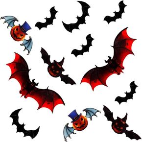 3D Halloween Black Bat & Spider Stickers Decor - Halloween Decorations PVC Wall Window Stickers Bat Stickers Outdoor Party Decorations Supplies for Home Room Wall Decor(Bat 81Pcs +Spider24Pcs)