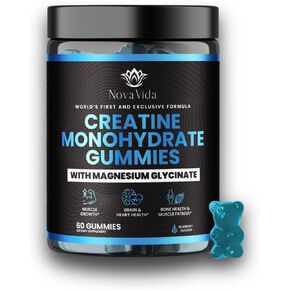 Creatine Monohydrate Gummies with Magnesium Glycinate, L-Arginine, BCAA, Zinc & Beta-Alanine- Creatine Monohydrate PreWorkout Gummies | Glycinate Creatine Monohydrate Gummies for Men & Women