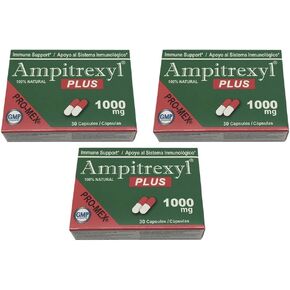 ProMex Ampitrexyl Plus. All-Natural Herb Based Immune Support and Dietary Supplement. Boosts Immune System with No Side Effects. 1000 mg. 30 Capsules. Pack of 3