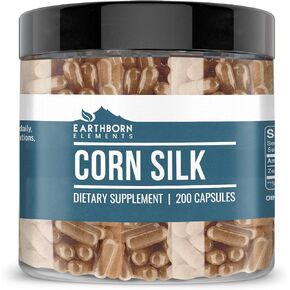 Earthborn Elements Corn Silk Extract 200 Capsules, Pure & Undiluted, No Additives