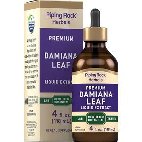 Piping Rock Damiana Leaf Tincture | 4 fl oz | Herbal Liquid Extract Drops | Certified Botanical Supplement | Non GMO, Gluten Free