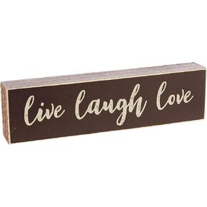 لافتة خشبية للولد الفقير مقاس 5.5 بوصة × 1.5 بوصة "Live-Laugh-Love" (أحمر بني)
