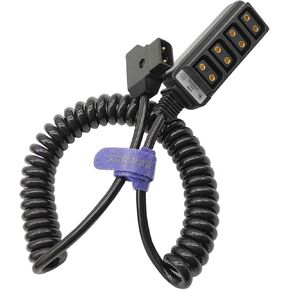 COMeap Dtap Splitter, Equipped with USB Type C Port and 2X Dtap Female Port for V-Mount Camera Battery P-tap Hub with 1/4 Screw LED Indicator Coiled Cable 1.58Ft-3.25Ft