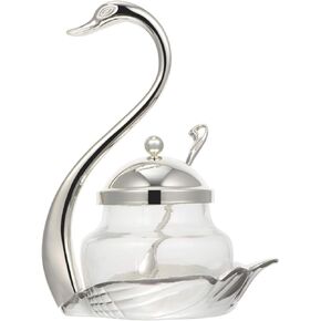 DOITOOL Clear Container Glass Condiment Jar Swan Container Storage Can Seasoning Box Salt Cellar Sugar Bowl with for Home and Kitchen Supplies Dispenser Container
