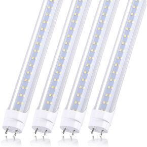 28w Led Tube Light Bulb 4ft, Ballast Bypass Required,2pin G13 End 3360 Lumens, Cold White 6000K, Replace 80W Fluorescent Light,Dual-End Powered Clear Cover AC 85-265V Pack of 4