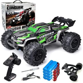 1:14 Scale RC Cars 75 KMH Brushless Remote Control Car 4X4 Fast RC Truck for Adult Boys 2.4 GHz All Terrains RC Buggy Off-Road Hobby RC Trucks RC Monster Trucks with 2 Batteries (Green)