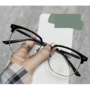 Half Frame Reading Glasses for Men&Women, Anti Eye Strain Square Reading Glasses, Anti UV Readers (Color : Black-Gold, Size : +100)
