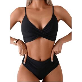 SOLY HUX Women's Twist Front Bathing Suit Bikini Sets Two Piece Swimsuit
