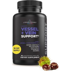 Livingood Daily Blood Circulation Supplements, Vessel & Vein Support - Vascular Supplement Supports Leg Vein, Vessels, Heart, & Circulatory Health - Vitamin Pills for Healthy Blood Flow