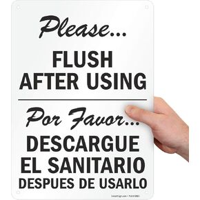 SmartSign"Please Flush After Use" Bilingual Sign | 10" x 14" Plastic