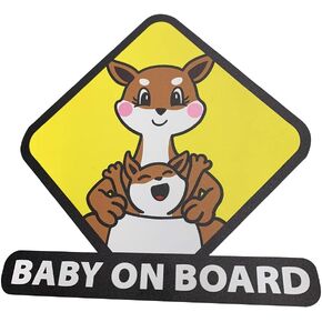 Baby on Board Sticker, with Kangaroo Graphic, 5.5" Yellow Diamond