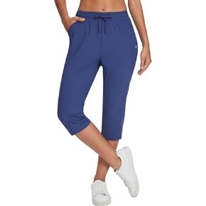 BALEAF Women's Capri Yoga Pants Loose Drawstring Workout Sweatpants High Waist Lounge Pants with Pockets UPF50+ Causal Summer in Kuwait