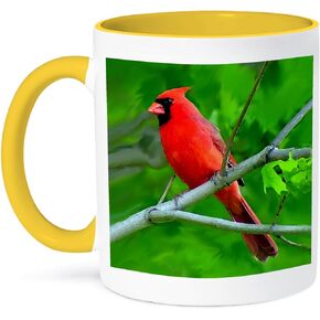 3dRose 3dRose Red Cardinal - Two Tone Black Mug, 11oz , , Black/White