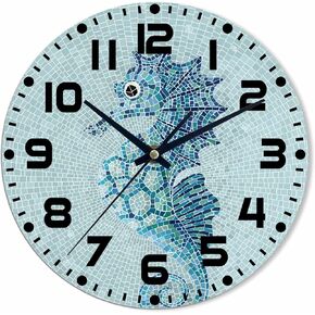 ساعة حائط حصاد الخريف عربة اليقطين باللونين الأزرق والأخضر مع زهور تعمل بالبطارية ساعة حائط صامتة غير موقوتة 10 بوصة لغرفة المعيشة والمطبخ والمنزل والحمام وغرفة النوم in Kuwait