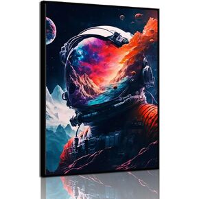 Cool Astronaut Wall Art Abstract Funny Spaceman Poster Picture Colorful Fantastic Universe Space Painting Prints Surrealism Planets Cosmos Mountains And Rivers For Boys Room Canvas Decor Unframed