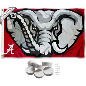 College Flags & Banners Co. Alabama Crimson Tide Mascot Head Banner and Tapestry Wall Tack Pads