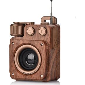 Retro Bluetooth Speaker with FM Radio, Wireless, Stereo Sound, Bluetooth 5.1, USB-C, Bass, AUX&TF-Card Input, Portable Bluetooth Speaker for Home, Office, Travel, Gift Ideas.