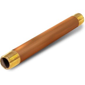 7 inch Long Brass Nipple Pipe Fitting with 1/4" Nominal Diameter and NPT Ends