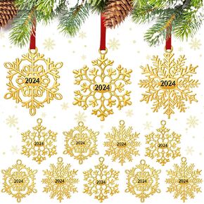6 Pcs Christmas Ornament Metal Snowflake Ornament for Christmas Tree Snowflakes Christmas Hanging Decorations for Winter Christmas Tree Xmas Party Favors Supplies (Silver)