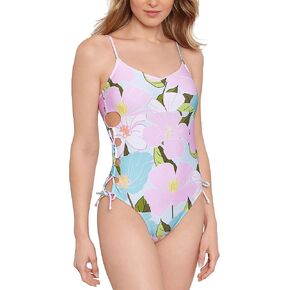Womens Floral Cut-Out One-Piece Swimsuit
