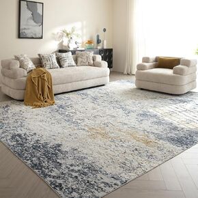 Area Rugs for Living Room: 5x7 Washable Neutral Abstract Rug for Bedroom Large Soft Modern Dining Room Rugs Indoor Floor Low Pile Carpet for Home Office Nursery - Blue Grey