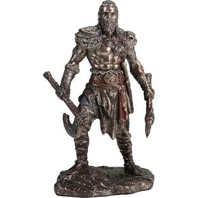 Veronese Design 6 1/4 Inch Viking Twin Axes Warrior Male Resin Sculpture Cold Cast Bronze Finish