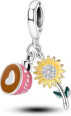 Hapour Sterling Silver Bike Charms for Bracelets and Necklaces Bicycle Enamel Flower Beads Dangle Pendant Jewelry Gifts for Women in Kuwait