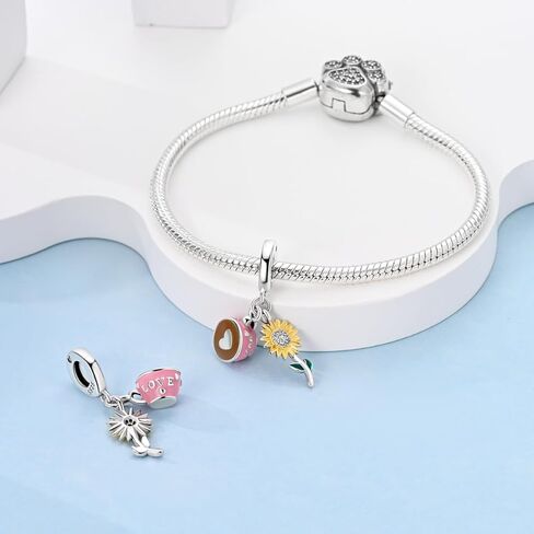 Hapour Sterling Silver Bike Charms for Bracelets and Necklaces Bicycle Enamel Flower Beads Dangle Pendant Jewelry Gifts for Women in Kuwait