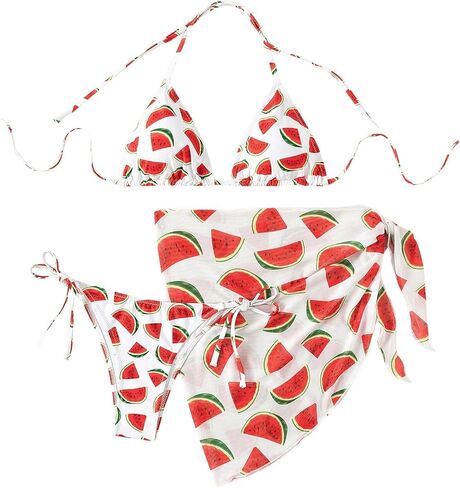 SHENHE Women's 3 Piece Swimsuit Ombre Halter Triangle Bikini Set with Tie Side Beach Skirt in Saudi Arabia