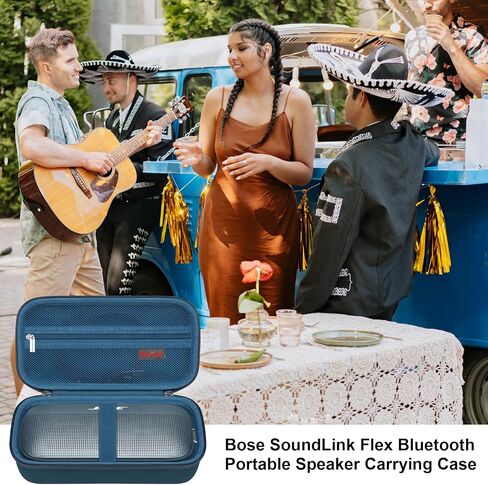 Carrying Case for Bose SoundLink Flex Bluetooth Portable Speaker, Outdoor Travel Wireless Waterproof Speaker Bag Storage Holder, Mesh Pocket for USB Cable Charger, Green with shoulder strap in Saudi Arabia