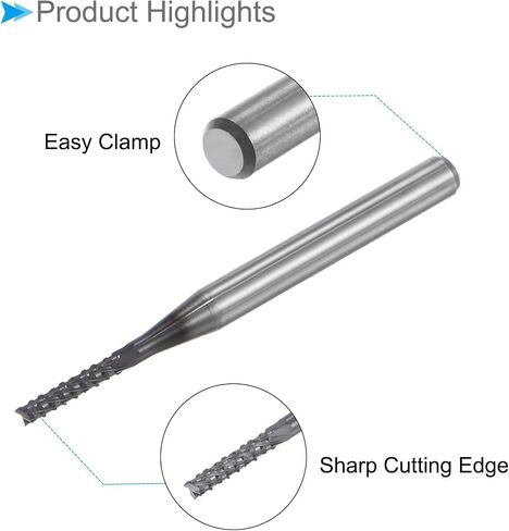 لقم توجيه CNC من CoCud End Mill، ساق 1/8 بوصة قطع 1.5 مم قطر 0.3 مم، قاطع طحن كربيد التنجستين الماسي باليد اليمنى - (التطبيقات: لنقش الحفر باستخدام الحاسب الآلي)، 5 قطع in Kuwait