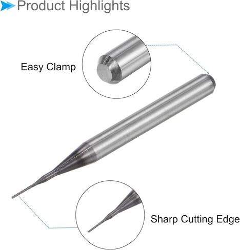 لقم توجيه CNC من CoCud End Mill، ساق 1/8 بوصة قطع 1.5 مم قطر 0.3 مم، قاطع طحن كربيد التنجستين الماسي باليد اليمنى - (التطبيقات: لنقش الحفر باستخدام الحاسب الآلي)، 5 قطع in Kuwait