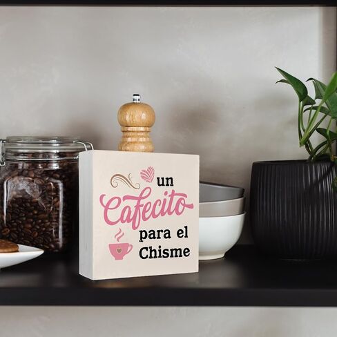 Coffee Sign Coffee and Tea Bar Sign,The Coffee and Tea Bar Love is Brewing Wood Box Sign Desk Decor,Rustic Home Kitchen Office Coffee Bar Decor,5x5 in Kuwait