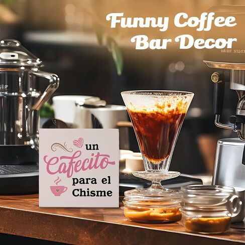 Coffee Sign Coffee and Tea Bar Sign,The Coffee and Tea Bar Love is Brewing Wood Box Sign Desk Decor,Rustic Home Kitchen Office Coffee Bar Decor,5x5 in Kuwait