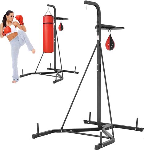 VEVOR 2 in 1 Punching Bag Stand, Steel Heavy Duty Workout Equipment, Adjustable Height Boxing Punching Bag and Speed Bag Stand, Freestanding Sandbag Rack, Holds Up to 400 lbs, for Home Gym Fitness in Saudi Arabia