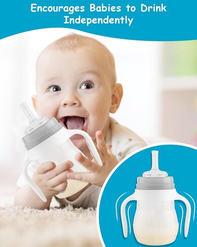 Sippy Cup Conversion Kit for Mam Bottles, Spill-Proof Transition Kit with Silicone Sippy Spout Nipple, Weighted Straw, Handle, 3 Pack, 6m+ in Saudi Arabia