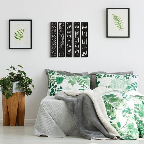 5 Pieces Wooden Wall Art Hollow Wall Decor Wood Wall Accents Themed Wood Panels for Home Decorations Bedroom Living Room, 15.7 x 2.9 x 0.2 Inch (Black, Floral) in Saudi Arabia