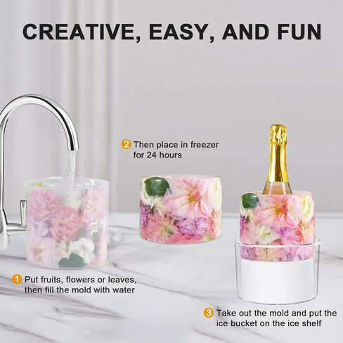 Ice Bucket Mold, DIY Acrylic Ice Mold Wine Bottle Chiller,DIY Ice Bucket Mold for Wine Champagne and Cocktails,Ideal Gift for Special Parties Weddings Mother's Day Thanksgiving and Christmas-White in Saudi Arabia