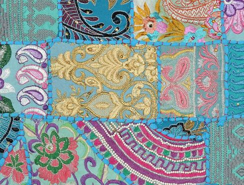 مفرش طاولة من Ayodhya Art Décor مصنوع يدويًا بتصميم راجاستان مطرز بالقطن العرقي، طاولة مرقع من Rajasthani وديكور منزلي (72 × 16) قطعة واحدة in Saudi Arabia