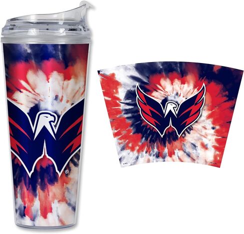 ريكو إندستريز NHL Hockey Dallas Stars Team Color Tie Dye 24oz بهلوان أكريليك معدني مع غطاء مفصلي، بهلوان مزدوج الجدار مرخص رسميًا مع قش in Saudi Arabia