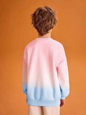 Haloumoning Boys Gradient Sweatshirts Kids Fashion Long Sleeve Crewneck Pullover Shirts 5-14 Years in Saudi Arabia