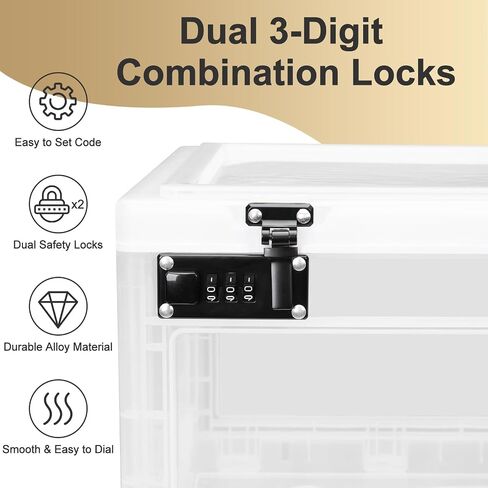 Lalifebuss Large Lock Boxes for Personal Items, Combination Lockable Storage Box for Office Locker/School/Medicine/Snacks/Phone Jail/Electronic/Home (Black&White) in Saudi Arabia