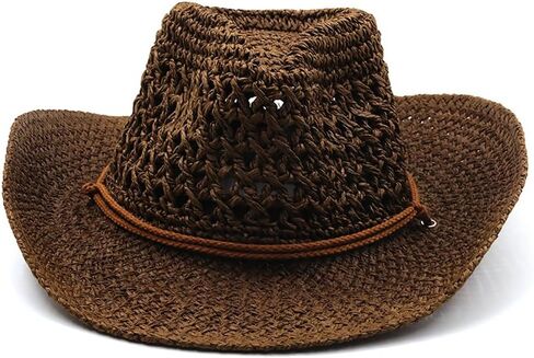 Men’s Western Cowboy Hat Wide Brim Shapeable Panama Straw Hat Summer Beach Sun Hat Outdoor Travel Cap with Chin Strap in Saudi Arabia