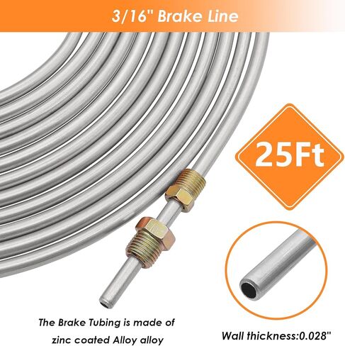 25 ft 3/16" + 1/4" Copper Coated Brake Line Kit(Includes 48 Fittings and 8 Unions) with Tube Bender and Double & Single Flaring Tool Kit in Saudi Arabia